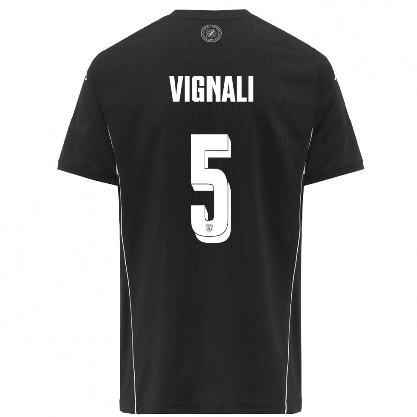 Danxen Homme Maillot Diego Vignali #5 Noir Blanc Tenues Extérieur 2025/26 T-Shirt