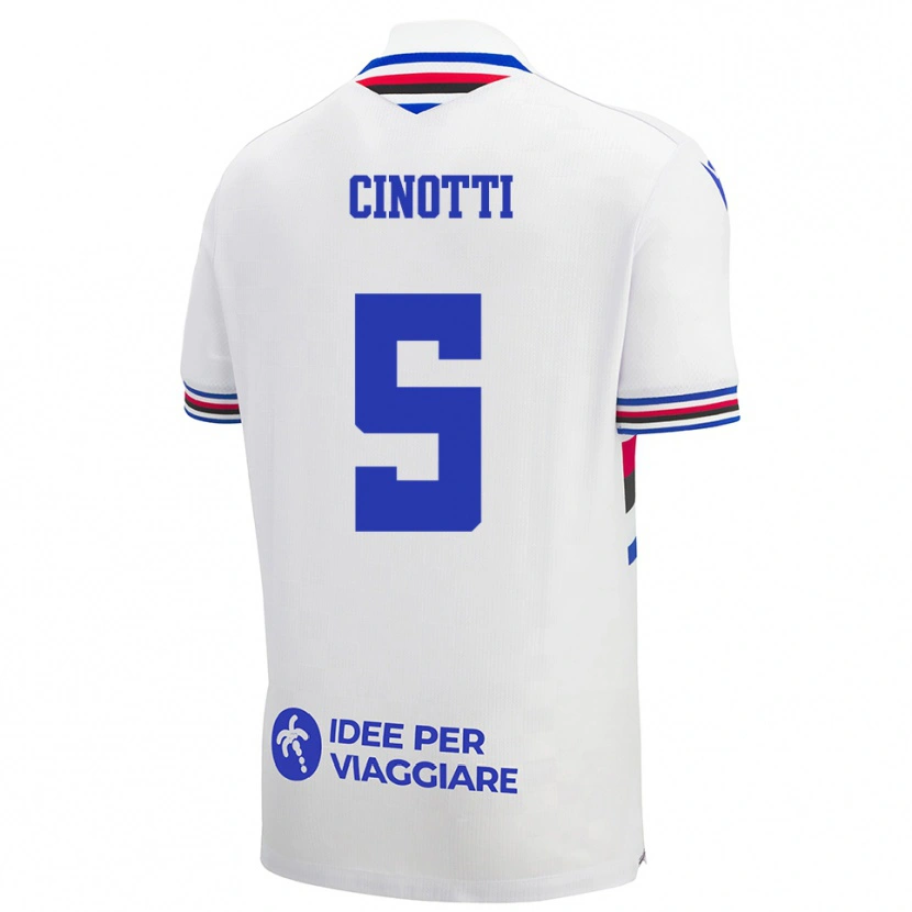 Danxen Homme Maillot Norma Cinotti #5 Blanc Bleu Rouge Tenues Extérieur 2025/26 T-Shirt