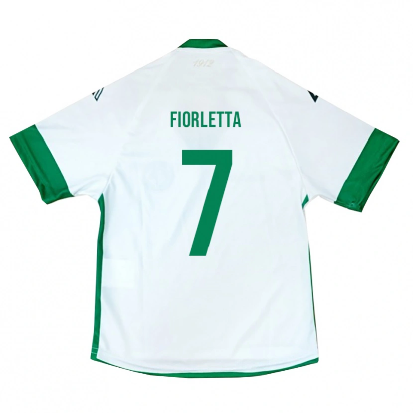 Danxen Homme Maillot Gianmarco Fiorletta #7 Blanc Vert Bleu Tenues Extérieur 2025/26 T-Shirt