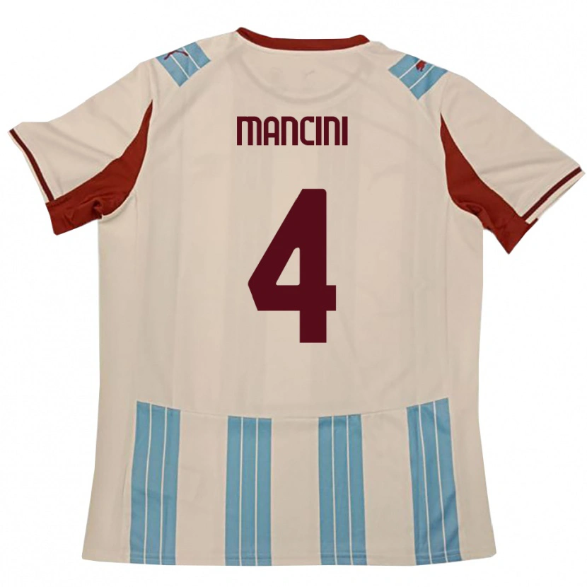 Danxen Homme Maillot Samuele Mancini #4 Bleu Ciel Blanc Tenues Extérieur 2025/26 T-Shirt