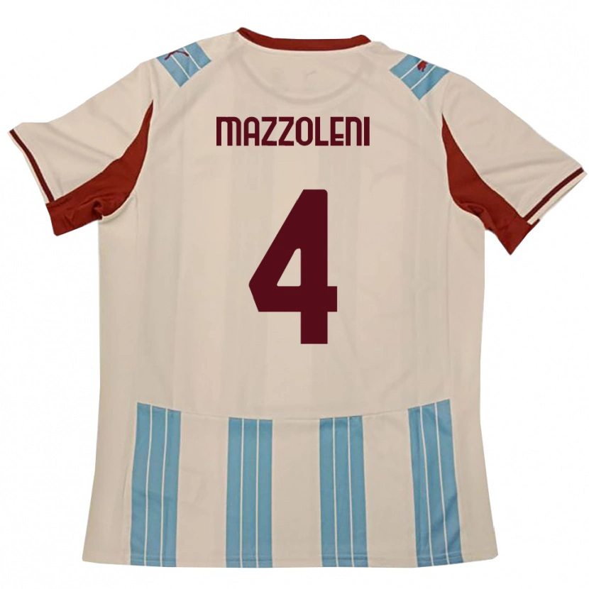 Danxen Homme Maillot Riccardo Mazzoleni #4 Bleu Ciel Blanc Tenues Extérieur 2025/26 T-Shirt