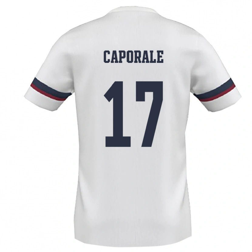 Danxen Homme Maillot Alessandro Caporale #17 Blanc Rouge Tenues Extérieur 2025/26 T-Shirt