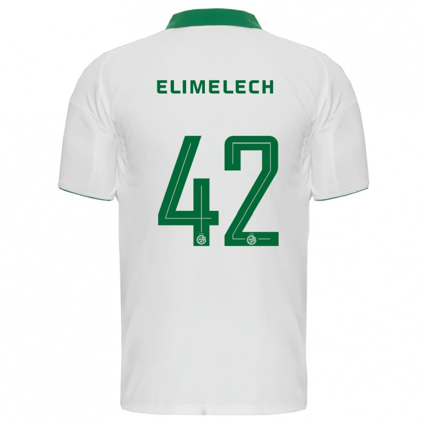 Danxen Homme Maillot Roey Elimelech #42 Blanc Vert Tenues Extérieur 2025/26 T-Shirt