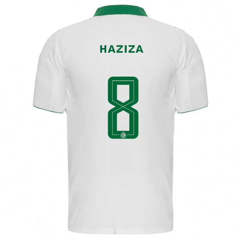 Danxen Homme Maillot Dolev Haziza #8 Blanc Vert Tenues Extérieur 2025/26 T-Shirt