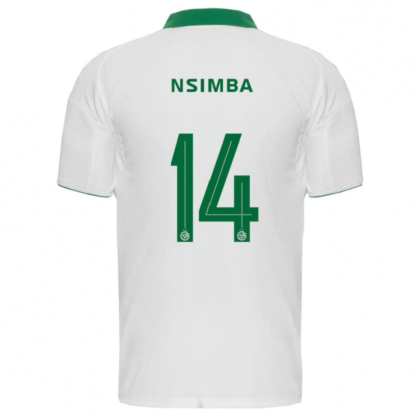 Danxen Homme Maillot Vital Nsimba #14 Blanc Vert Tenues Extérieur 2025/26 T-Shirt