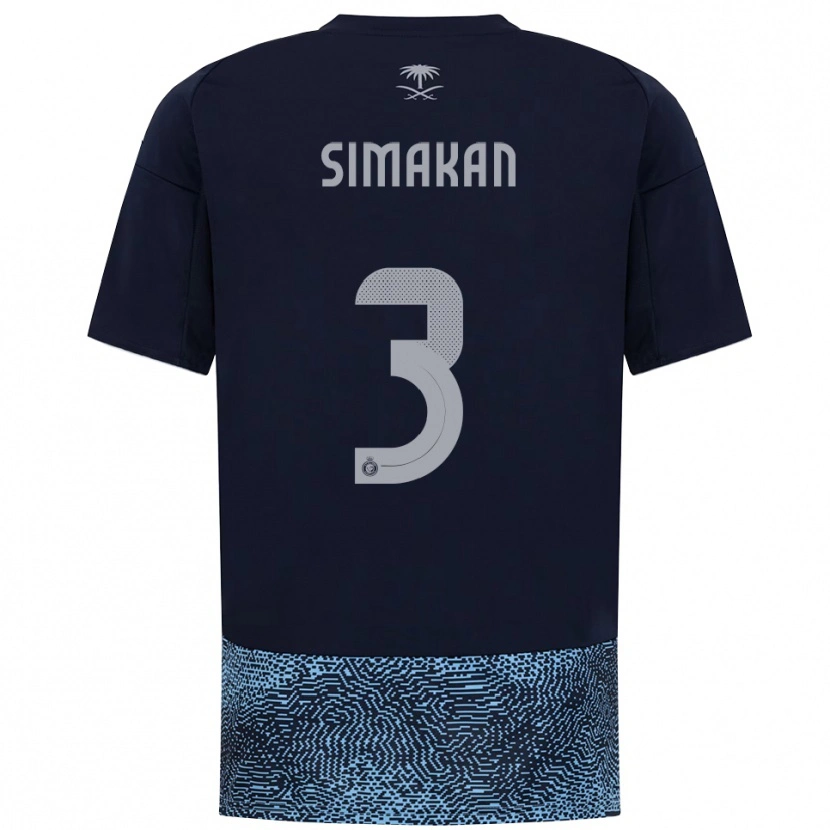 Danxen Homme Maillot Mohamed Simakan #3 Marine Bleu Ciel Tenues Extérieur 2025/26 T-Shirt