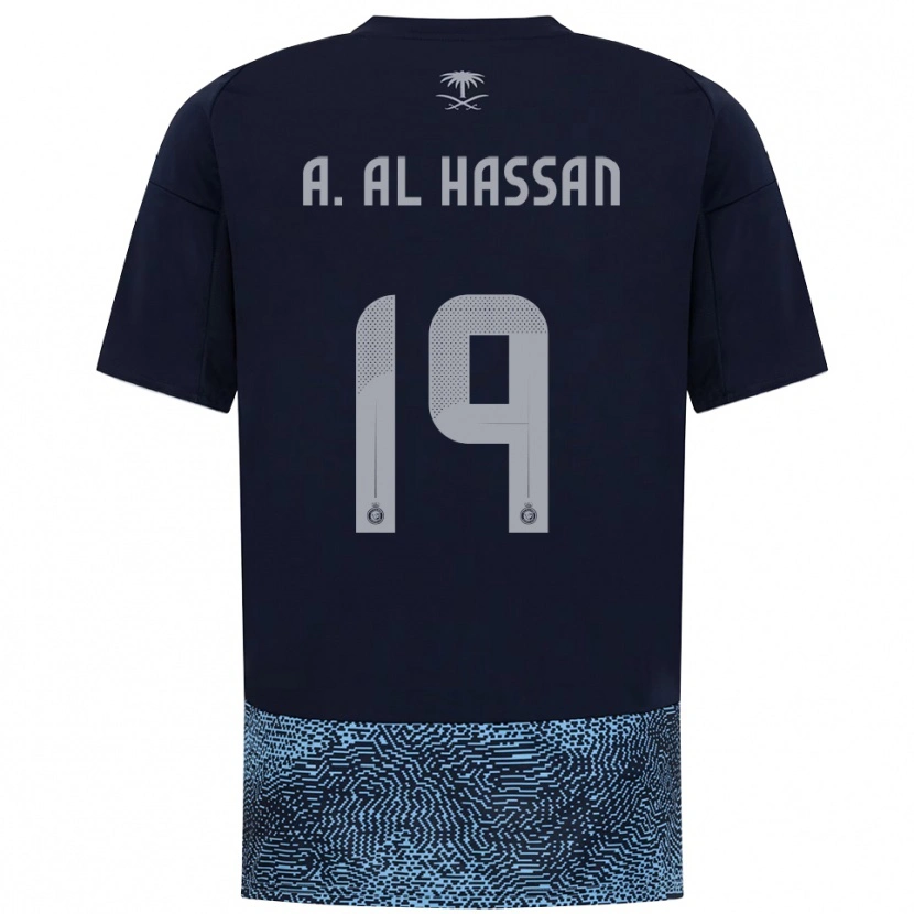 Danxen Homme Maillot Ali Al-Hassan #19 Marine Bleu Ciel Tenues Extérieur 2025/26 T-Shirt