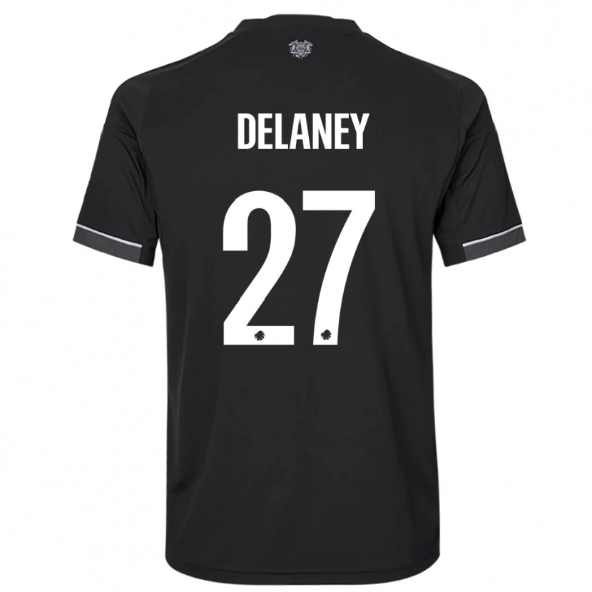 Danxen Homme Maillot Thomas Delaney #27 Noir Blanc Tenues Extérieur 2025/26 T-Shirt
