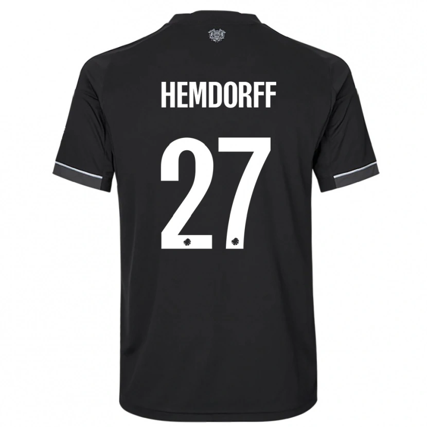 Danxen Homme Maillot Mathilde Hemdorff #27 Noir Blanc Tenues Extérieur 2025/26 T-Shirt