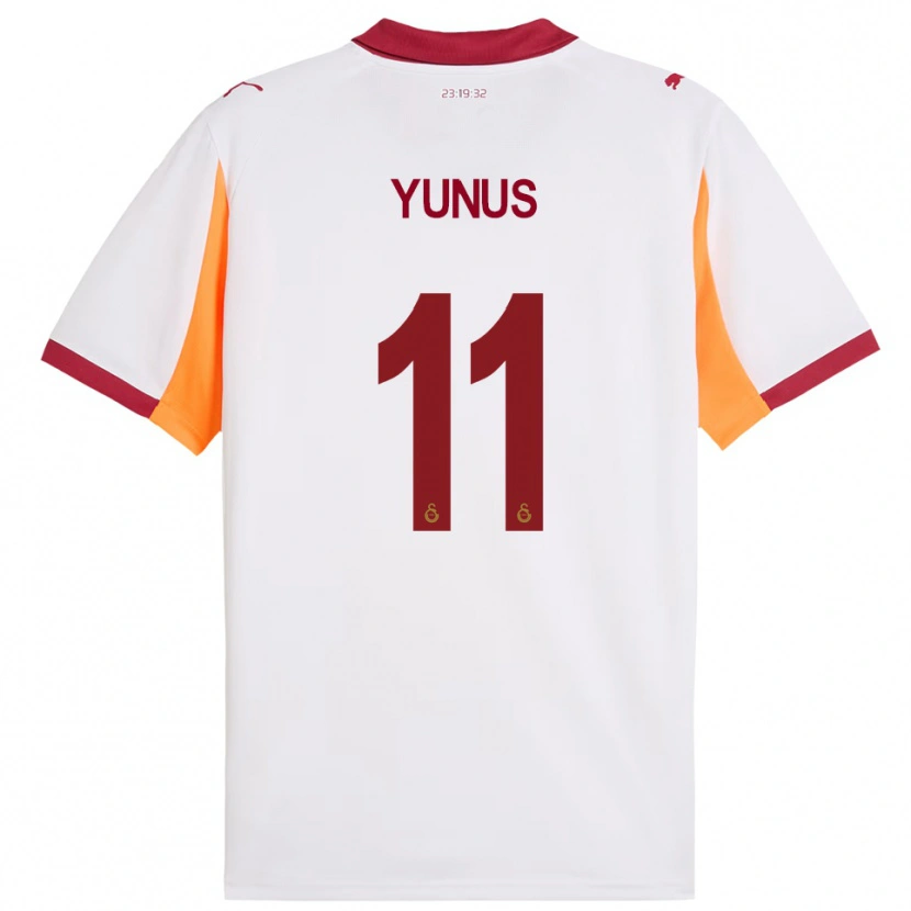 Danxen Homme Maillot Yunus Akgün #11 Blanc Rouge Tenues Extérieur 2025/26 T-Shirt