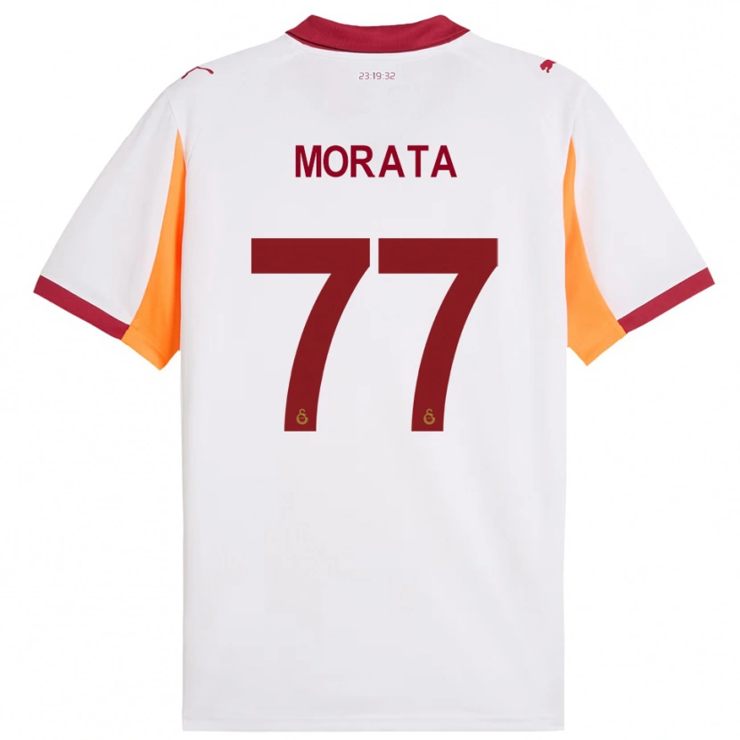 Danxen Homme Maillot Álvaro Morata #77 Blanc Rouge Tenues Extérieur 2025/26 T-Shirt