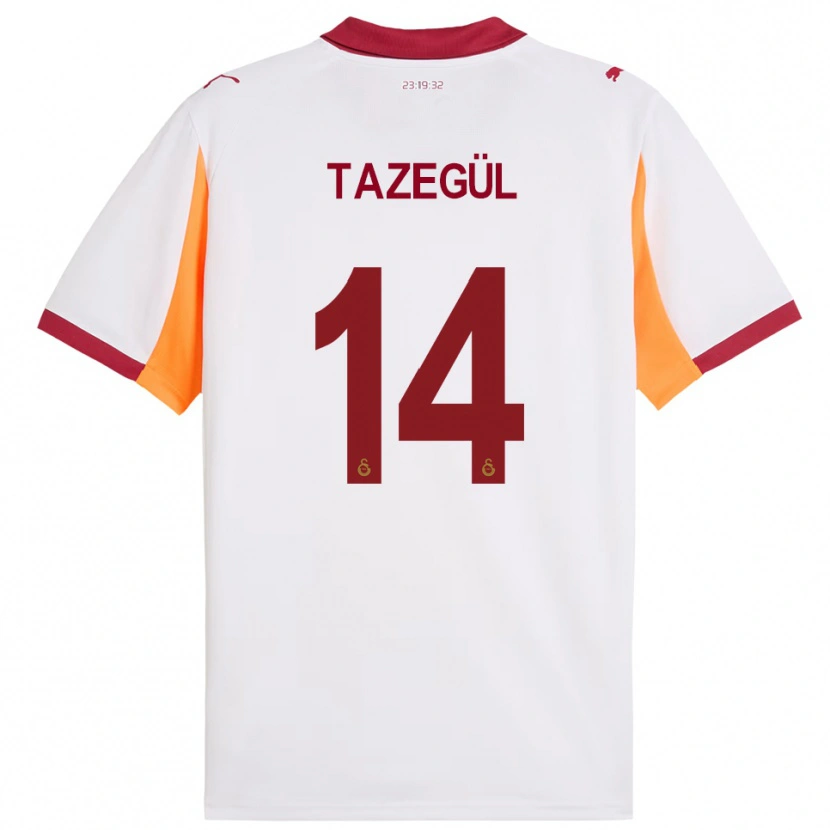 Danxen Homme Maillot Onur Tazegül #14 Blanc Rouge Tenues Extérieur 2025/26 T-Shirt