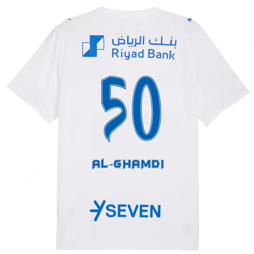 Danxen Homme Maillot Abdulelah Al-Ghamdi #50 Blanc Bleu Tenues Extérieur 2025/26 T-Shirt