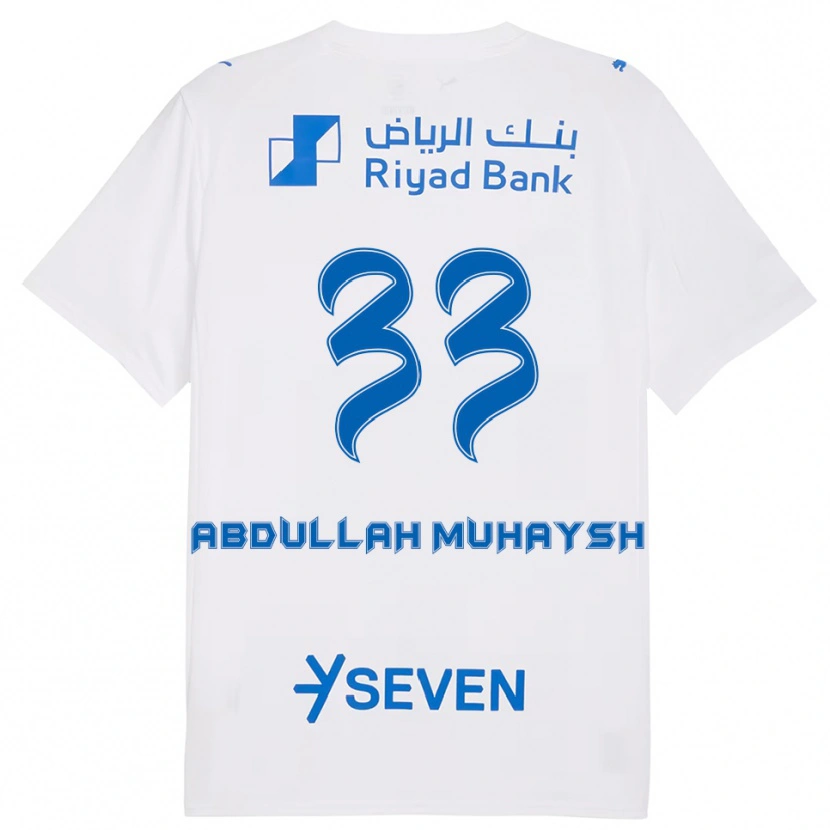 Danxen Homme Maillot Mohammed Abdullah Muhaysh #33 Blanc Bleu Tenues Extérieur 2025/26 T-Shirt