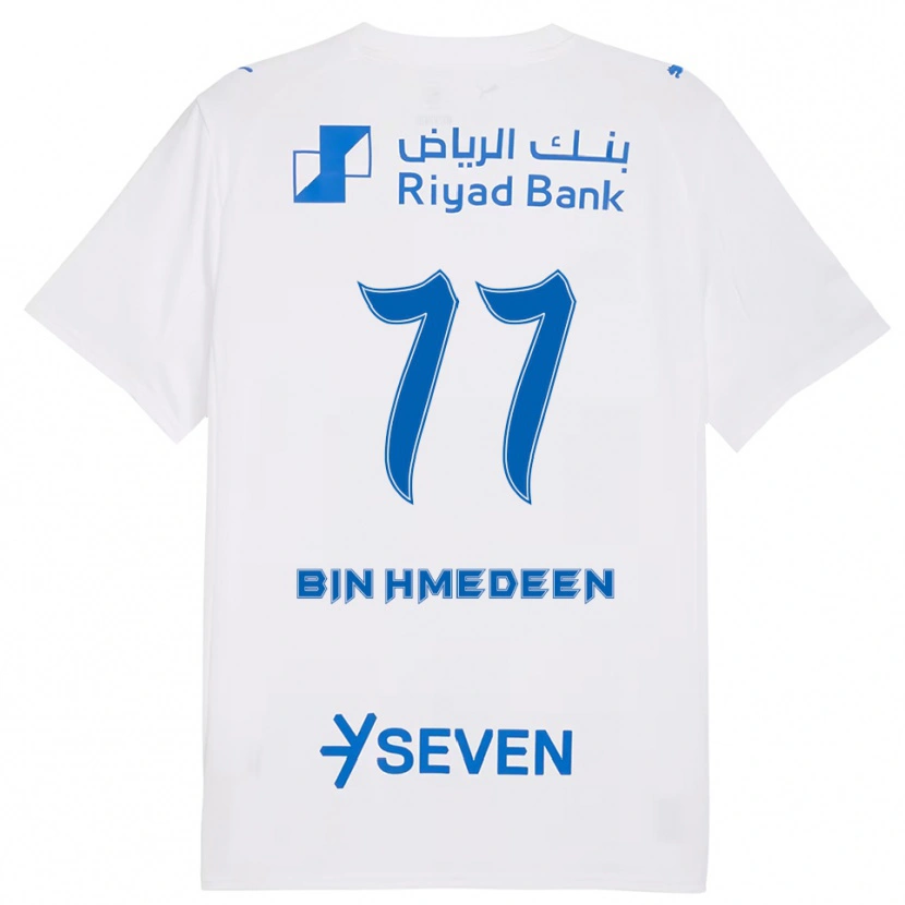 Danxen Homme Maillot Raghad Bin Hmedeen #77 Blanc Bleu Tenues Extérieur 2025/26 T-Shirt