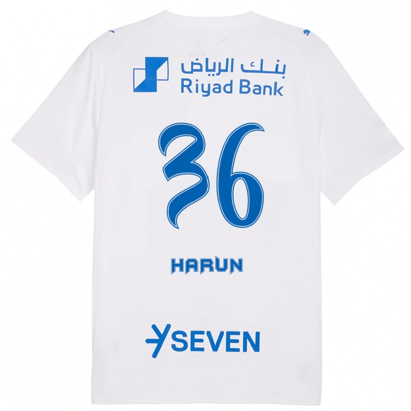Danxen Homme Maillot Saud Haroun #36 Blanc Bleu Tenues Extérieur 2025/26 T-Shirt