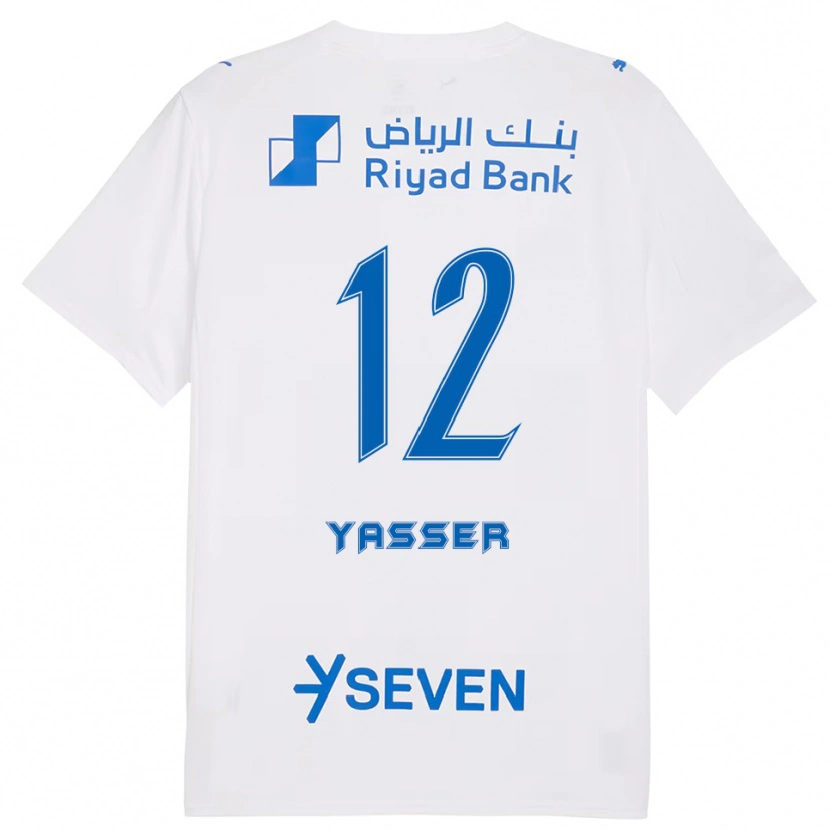 Danxen Homme Maillot Yasser Al-Shahrani #12 Blanc Bleu Tenues Extérieur 2025/26 T-Shirt