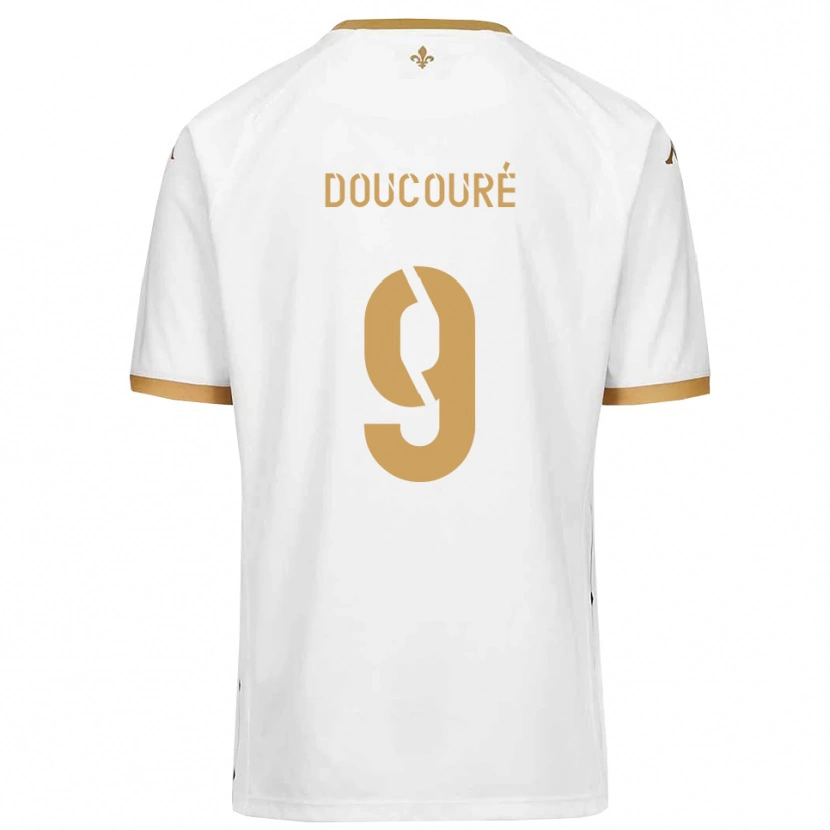 Danxen Homme Maillot Ibrahima Doucouré #9 Blanc Or Tenues Extérieur 2025/26 T-Shirt