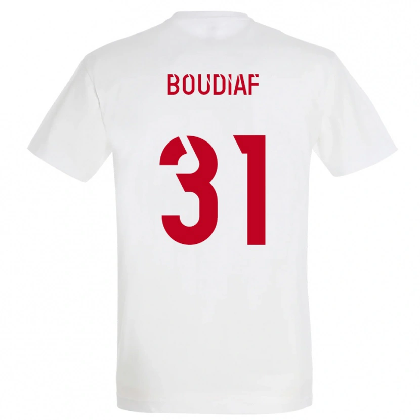 Danxen Homme Maillot Ryad Boudiaf #31 Blanc Rouge Jaune Tenues Extérieur 2025/26 T-Shirt