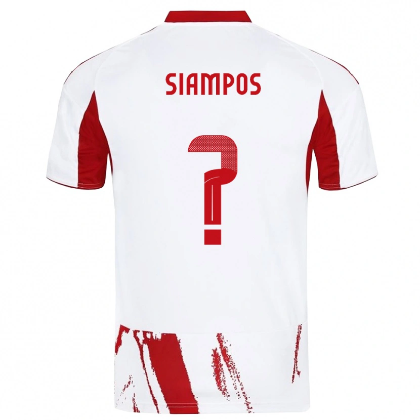 Danxen Homme Maillot Ilias Siampos #0 Blanc Rouge Tenues Extérieur 2025/26 T-Shirt