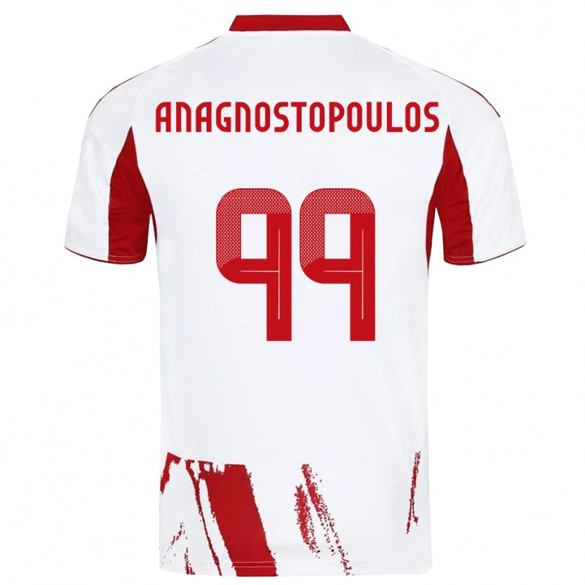 Danxen Homme Maillot Alexandros Anagnostopoulos #99 Blanc Rouge Tenues Extérieur 2025/26 T-Shirt