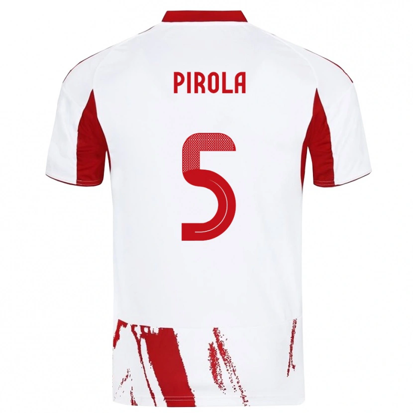 Danxen Homme Maillot Lorenzo Pirola #5 Blanc Rouge Tenues Extérieur 2025/26 T-Shirt