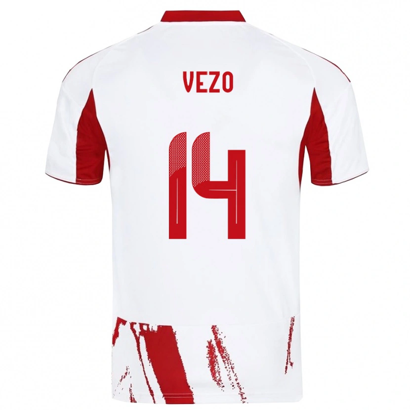 Danxen Homme Maillot Rúben Vezo #14 Blanc Rouge Tenues Extérieur 2025/26 T-Shirt