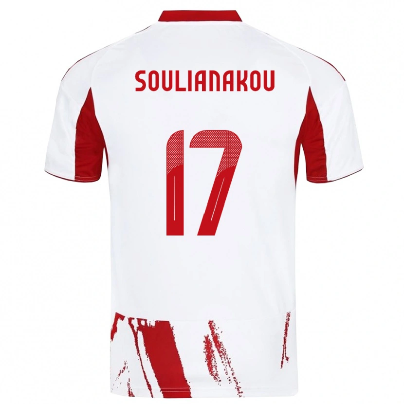 Danxen Homme Maillot Stelio Soulianakou #17 Blanc Rouge Tenues Extérieur 2025/26 T-Shirt