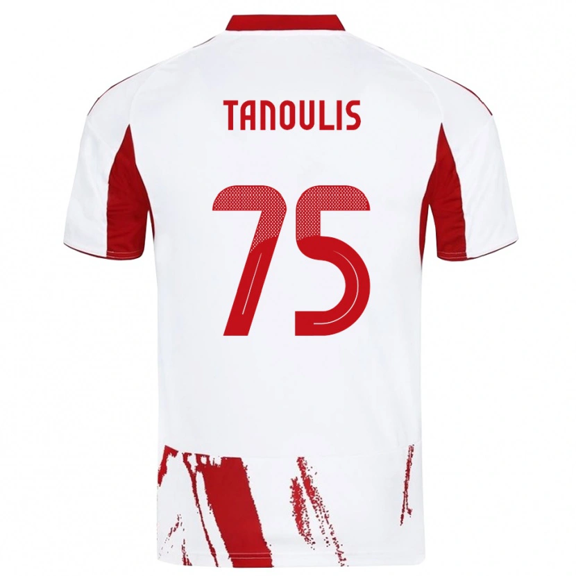 Danxen Homme Maillot Konstantinos Tanoulis #75 Blanc Rouge Tenues Extérieur 2025/26 T-Shirt