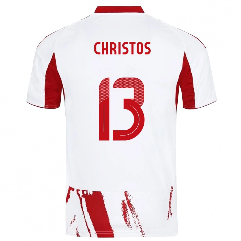 Danxen Homme Maillot Christos Michailidis #13 Blanc Rouge Tenues Extérieur 2025/26 T-Shirt