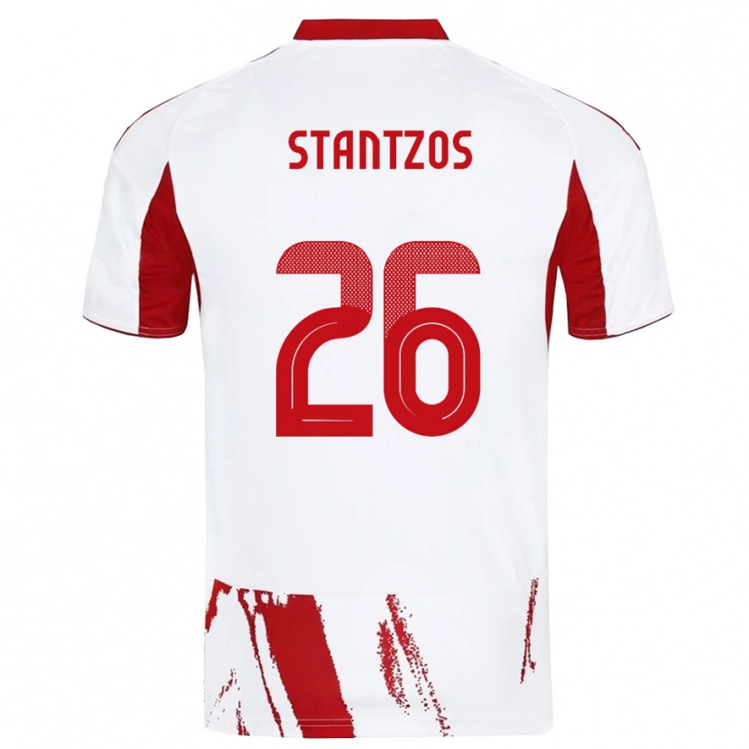 Danxen Homme Maillot Athanasios Stantzos #26 Blanc Rouge Tenues Extérieur 2025/26 T-Shirt