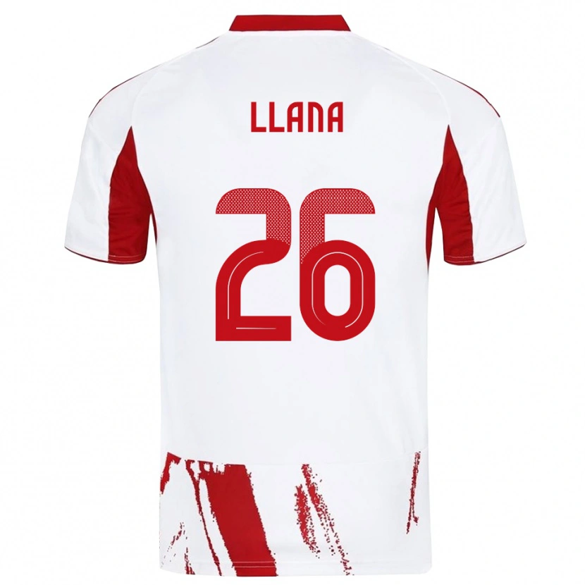 Danxen Homme Maillot Andreas Llana #26 Blanc Rouge Tenues Extérieur 2025/26 T-Shirt