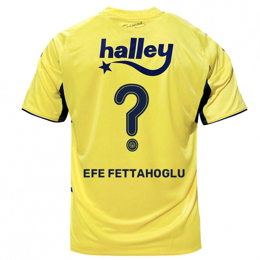 Danxen Homme Maillot Adnan Efe Fettahoğlu #0 Jaune Marine Tenues Extérieur 2025/26 T-Shirt