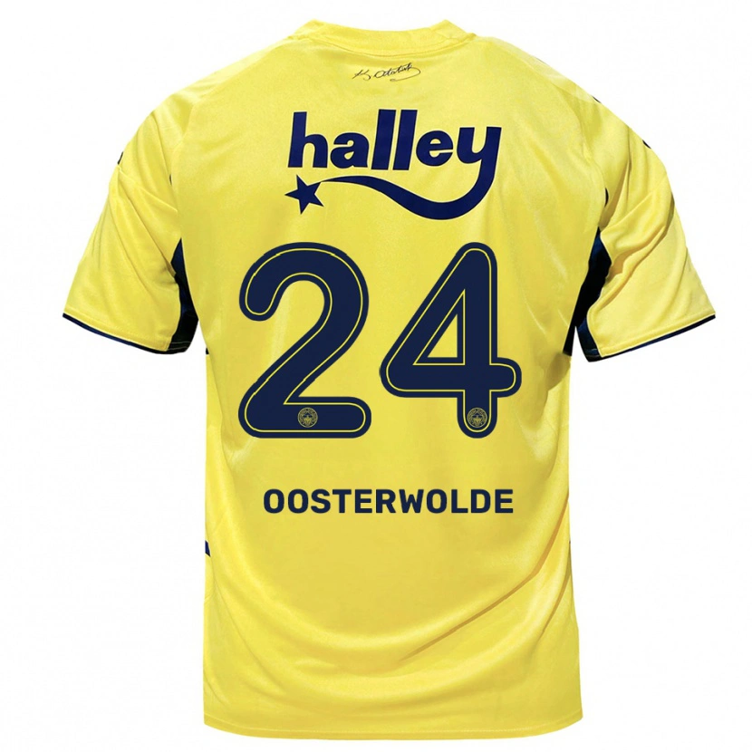 Danxen Homme Maillot Jayden Oosterwolde #24 Jaune Marine Tenues Extérieur 2025/26 T-Shirt
