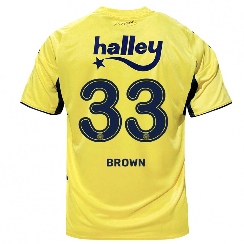Danxen Homme Maillot Archie Brown #33 Jaune Marine Tenues Extérieur 2025/26 T-Shirt