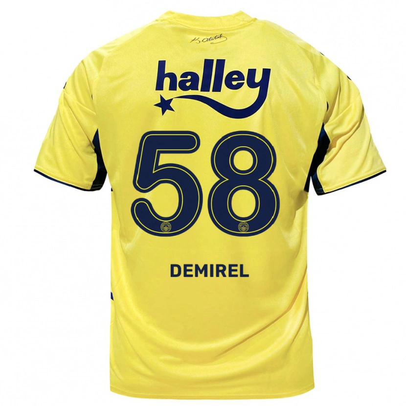 Danxen Homme Maillot Görkem Demirel #58 Jaune Marine Tenues Extérieur 2025/26 T-Shirt