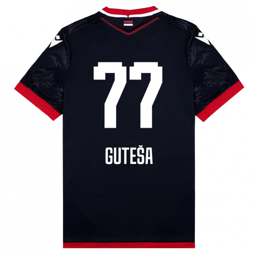 Danxen Homme Maillot Ivan Guteša #77 Noir Rouge Tenues Extérieur 2025/26 T-Shirt