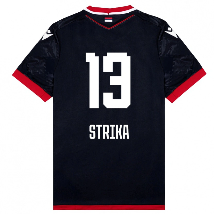 Danxen Homme Maillot Matej Strika #13 Noir Rouge Tenues Extérieur 2025/26 T-Shirt
