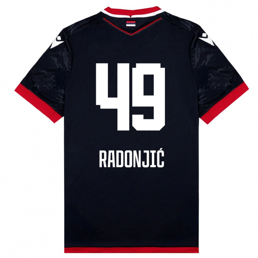 Danxen Homme Maillot Nemanja Radonjić #49 Noir Rouge Tenues Extérieur 2025/26 T-Shirt