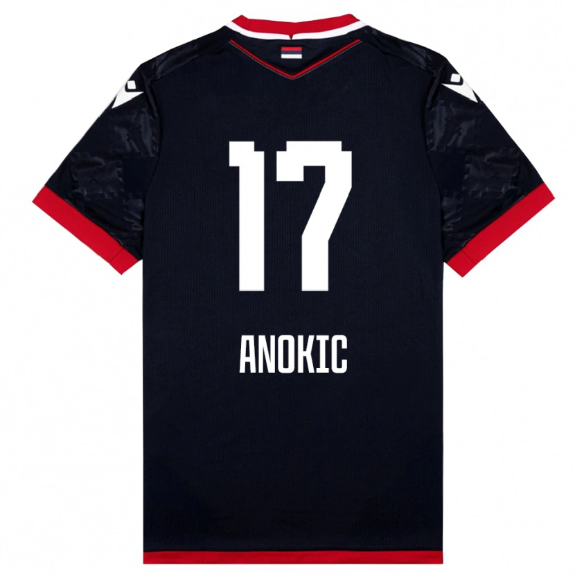 Danxen Homme Maillot Dragan Anokic #17 Noir Rouge Tenues Extérieur 2025/26 T-Shirt