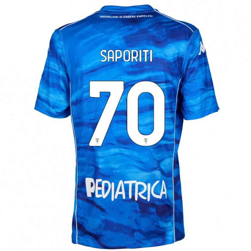 Danxen Femme Maillot Edoardo Saporiti #70 Bleu Blanc Tenues Domicile 2025/26 T-Shirt