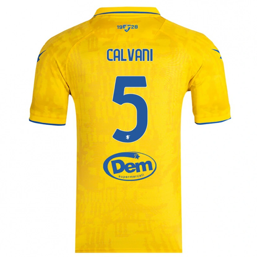 Danxen Femme Maillot Gabriele Calvani #5 Jaune Bleu Tenues Domicile 2025/26 T-Shirt