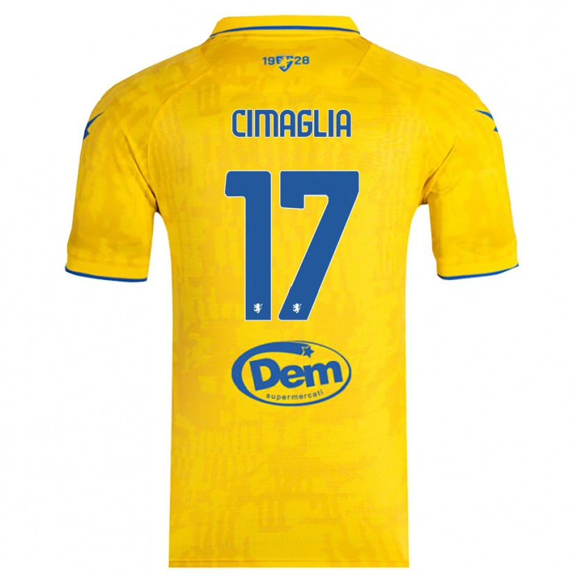 Danxen Femme Maillot Marco Cimaglia #17 Jaune Bleu Tenues Domicile 2025/26 T-Shirt