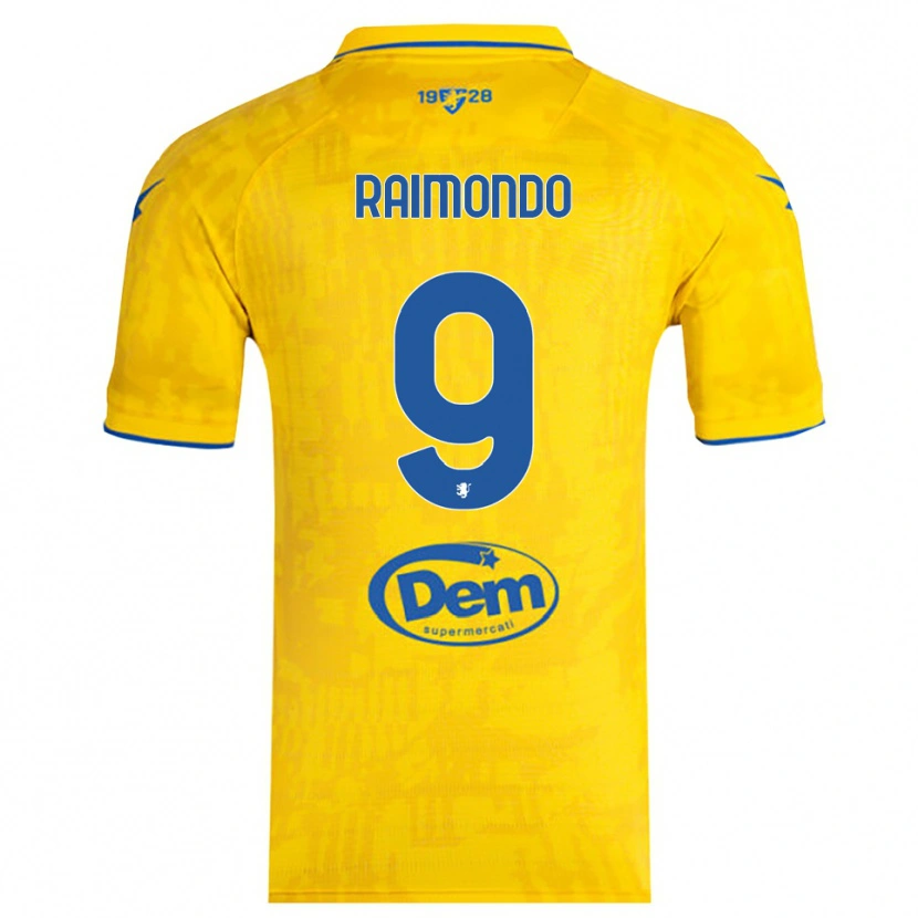 Danxen Femme Maillot Antonio Raimondo #9 Jaune Bleu Tenues Domicile 2025/26 T-Shirt