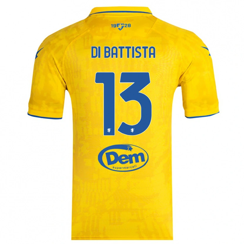 Danxen Femme Maillot Cristiano Di Battista #13 Jaune Bleu Tenues Domicile 2025/26 T-Shirt