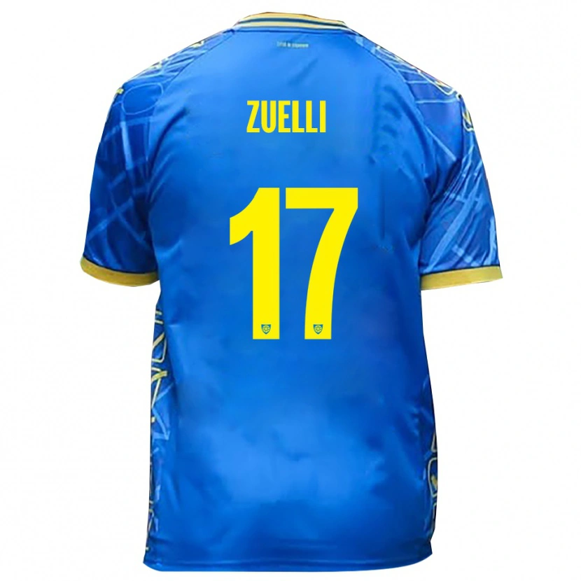 Danxen Femme Maillot Emanuele Zuelli #17 Bleu Ciel Jaune Tenues Domicile 2025/26 T-Shirt