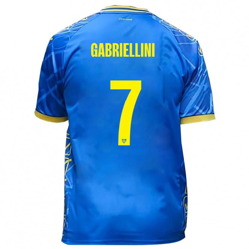 Danxen Femme Maillot Emanuele Gabriellini #7 Bleu Ciel Jaune Tenues Domicile 2025/26 T-Shirt