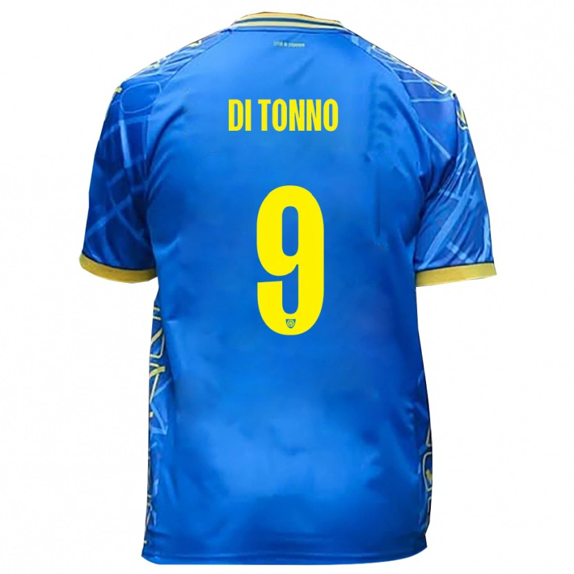 Danxen Femme Maillot Edoardo Di Tonno #9 Bleu Ciel Jaune Tenues Domicile 2025/26 T-Shirt