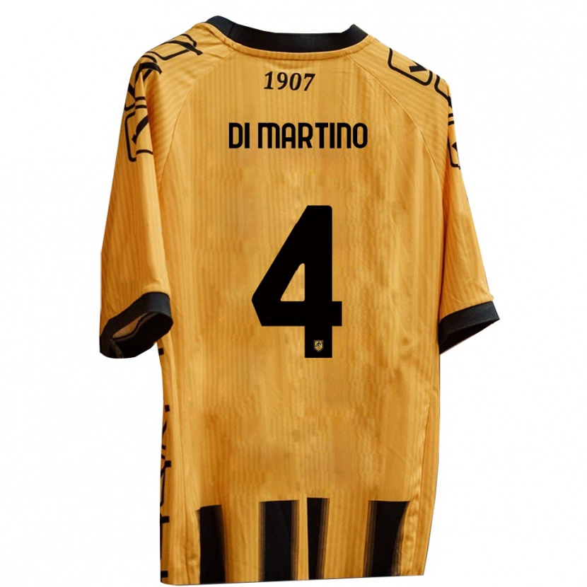 Danxen Femme Maillot Mattia Di Martino #4 Jaune Noir Tenues Domicile 2025/26 T-Shirt
