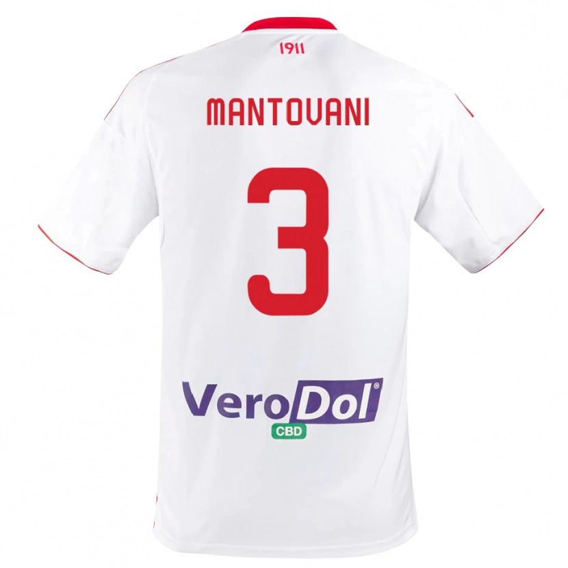 Danxen Femme Maillot Valerio Mantovani #3 Blanc Rouge Tenues Domicile 2025/26 T-Shirt